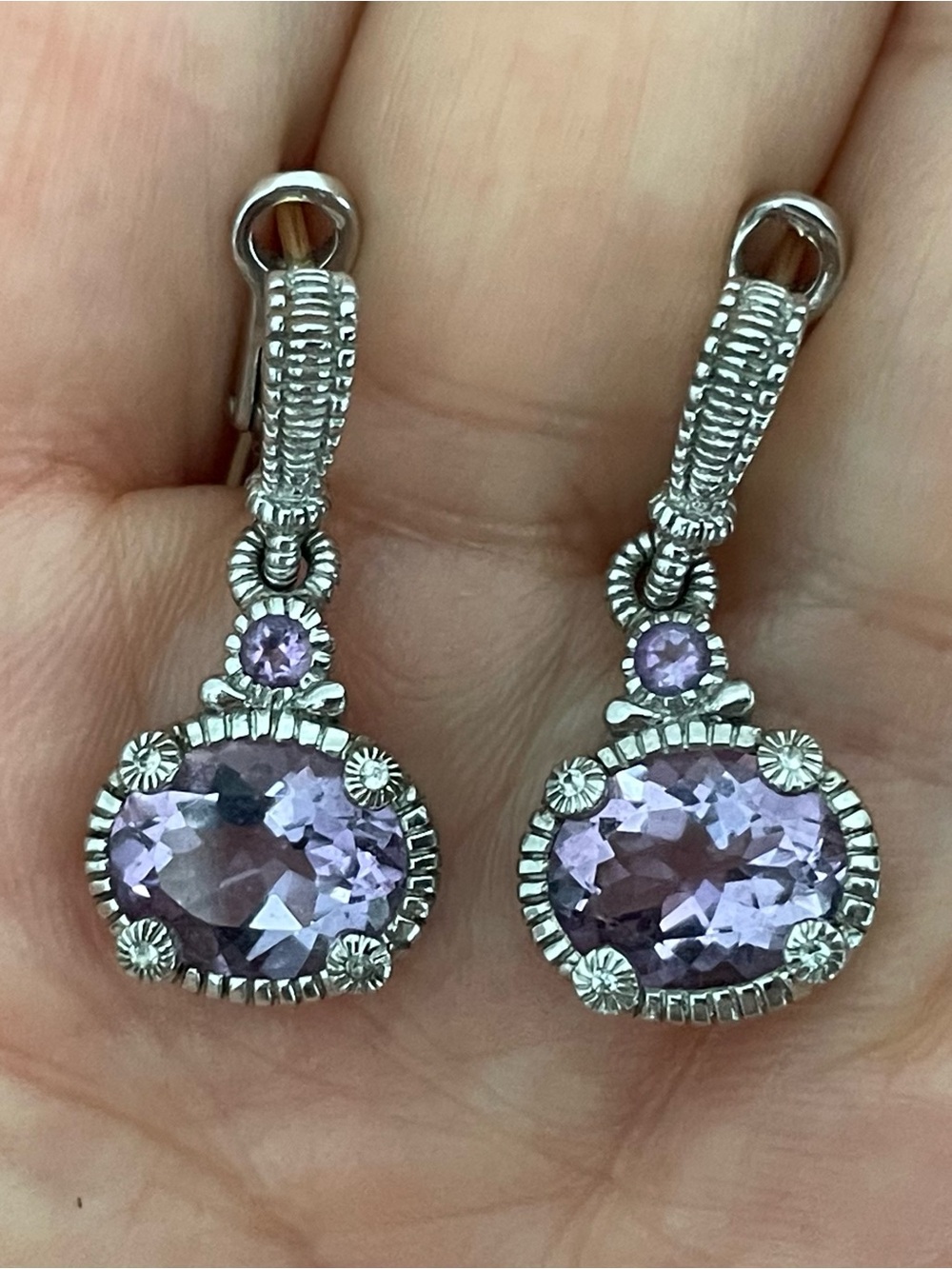 JR Judith Ripka silver 925 gold 18K earrings
